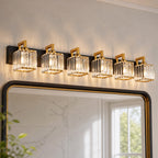 Modern Minimalist Vertical Rectangular Crystal Vanity Light