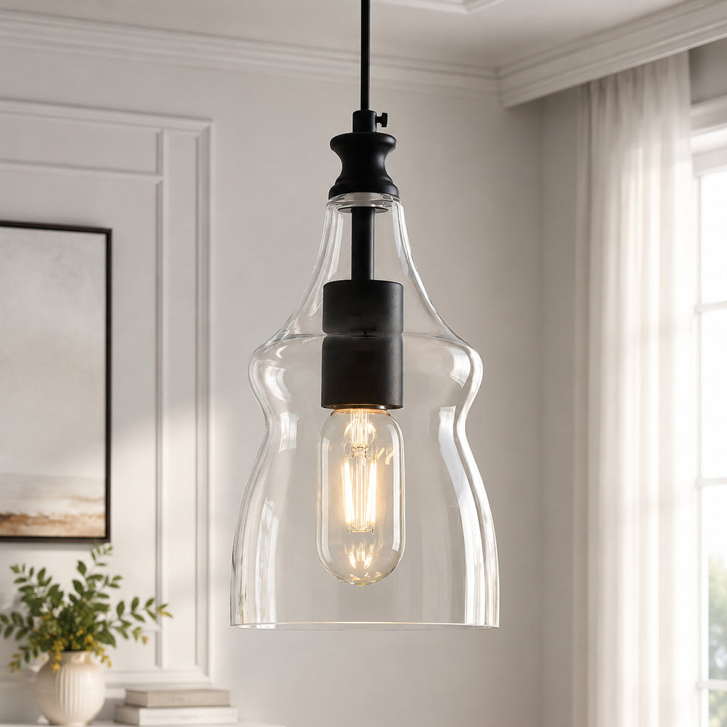 Contemporary Industrial Glass Pendant Light in Multiple Shapes