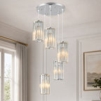 Minimalist Vertical Faceted Crystal Cylinder Pendant Light