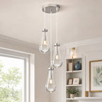Raindrop Clear Solid Glass Adjustable Suspension Cord Pendant Light