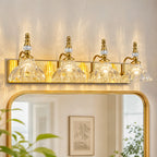 Vintage Clear Flower Glass Shade  Bathroom Vanity
