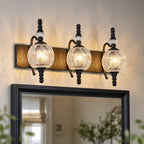 Classic Vintage Round Textured Glass Bathroom Vanity Light