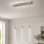 Modern Cylinder Bubble Linear Hanging Crystal LED Pendant Light