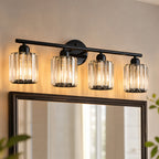 Modern Linear Fluted Crystal Bathroom Vanity Light