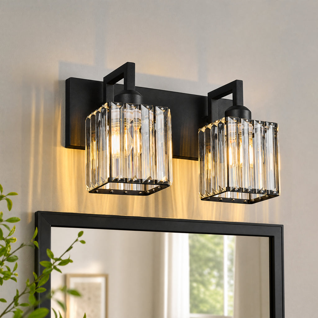 Modern Minimalist Vertical Rectangular Crystal Vanity Light