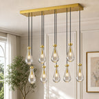 Raindrop Clear Solid Glass Adjustable Suspension Cord Pendant Light