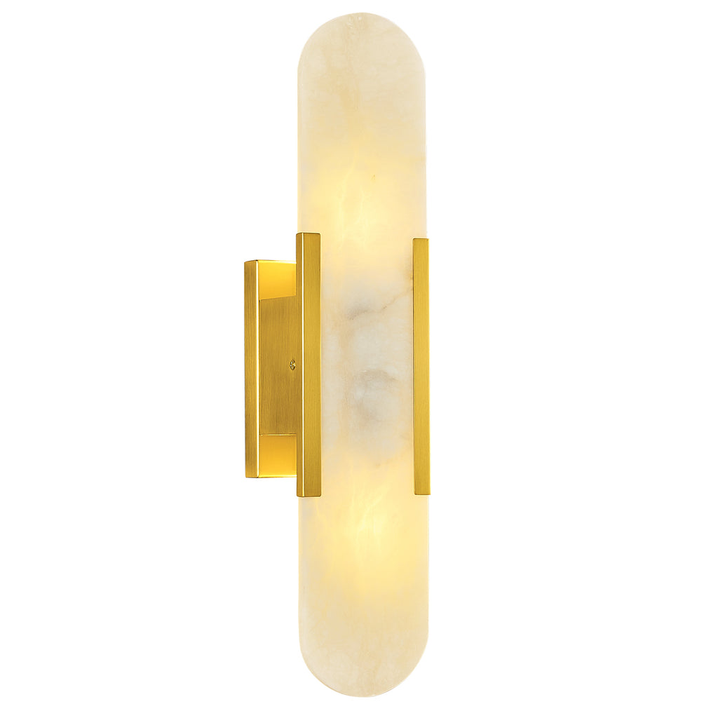 Vertical Long Oval Natural Alabaster Wall Sconce