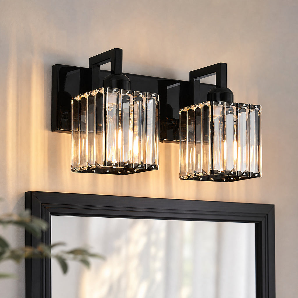 Modern Minimalist Vertical Rectangular Crystal Vanity Light