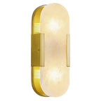 Minimal Luxury Elongated Oval Natural Alabaster Stone Wall Sconce