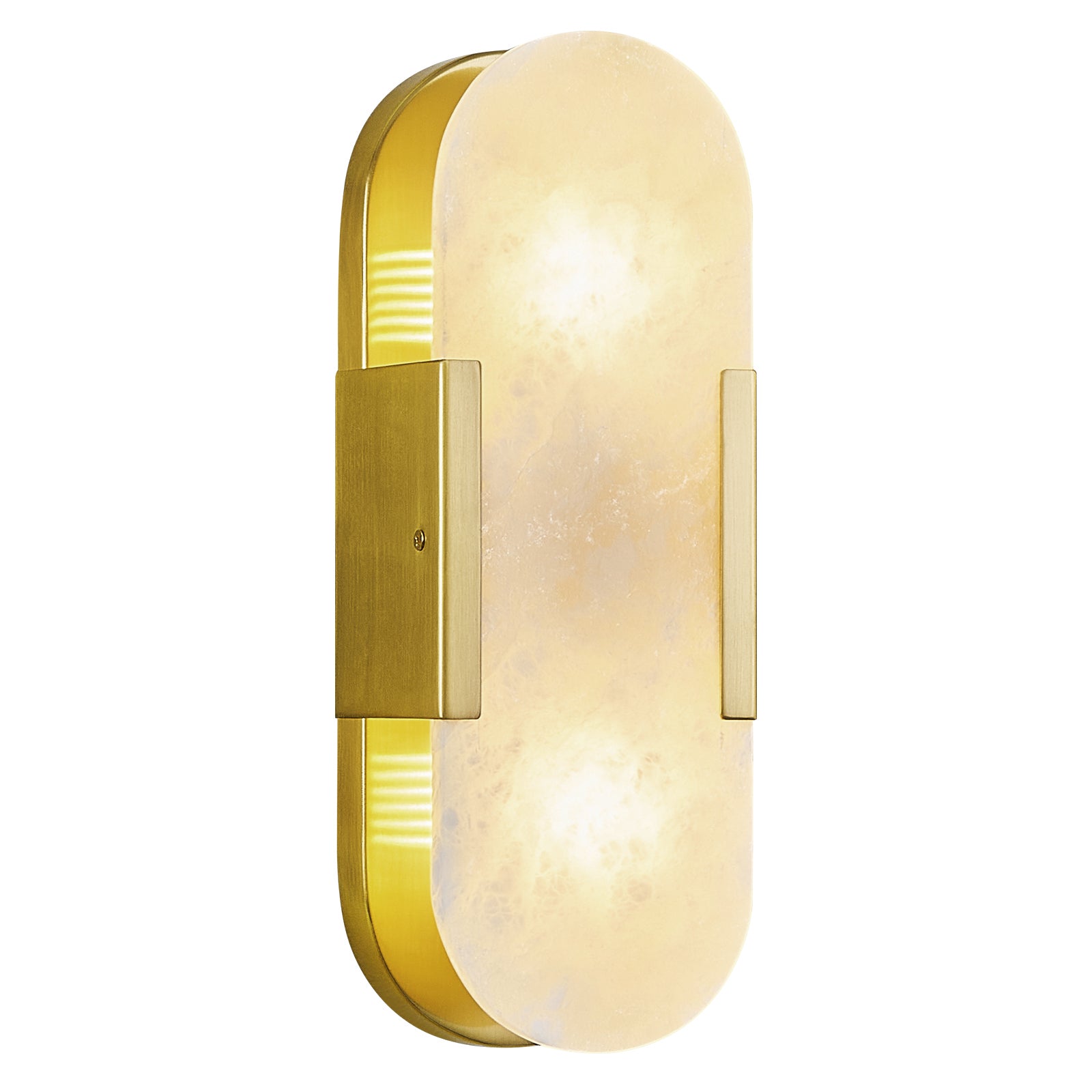 Minimal Luxury Elongated Oval Natural Alabaster Stone Wall Sconce