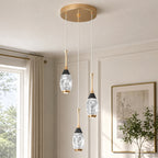 Mini Teardrop LED Black Gold Crystal Pendant Light