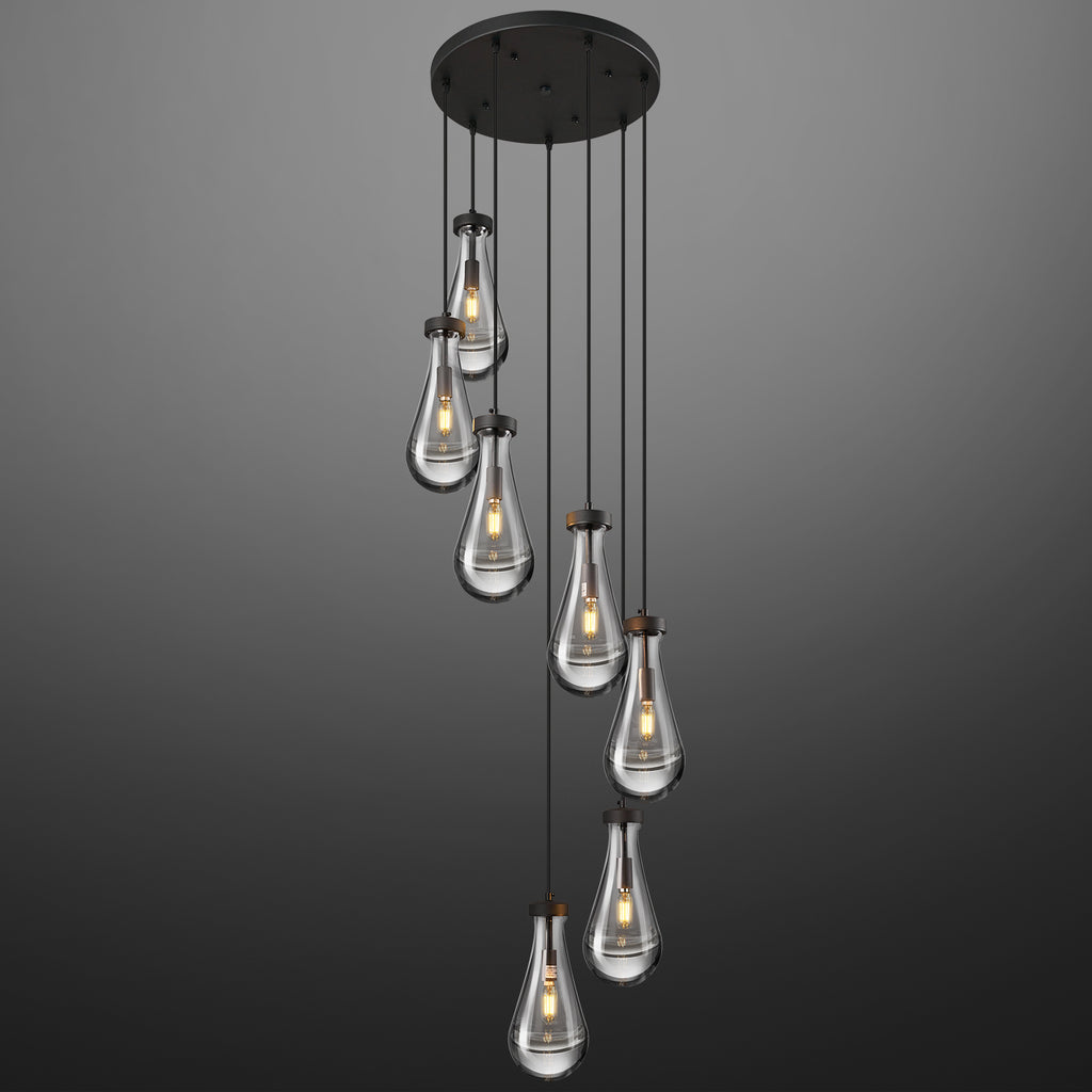 Raindrop Clear Solid Glass Adjustable Suspension Cord Pendant Light