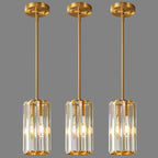 Minimalist Vertical Faceted Crystal Cylinder Pendant Light