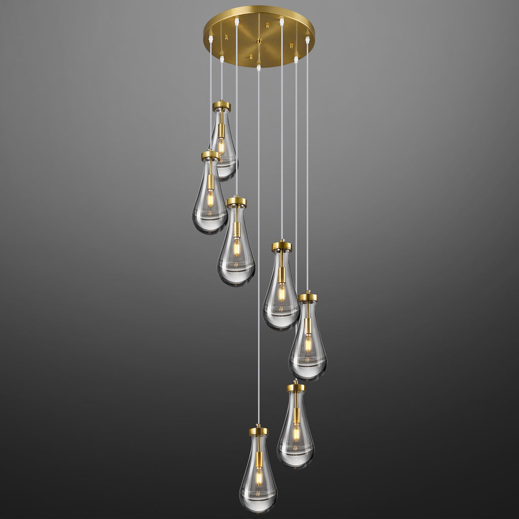 Raindrop Clear Solid Glass Adjustable Suspension Cord Pendant Light
