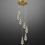 Raindrop Clear Solid Glass Adjustable Suspension Cord Pendant Light