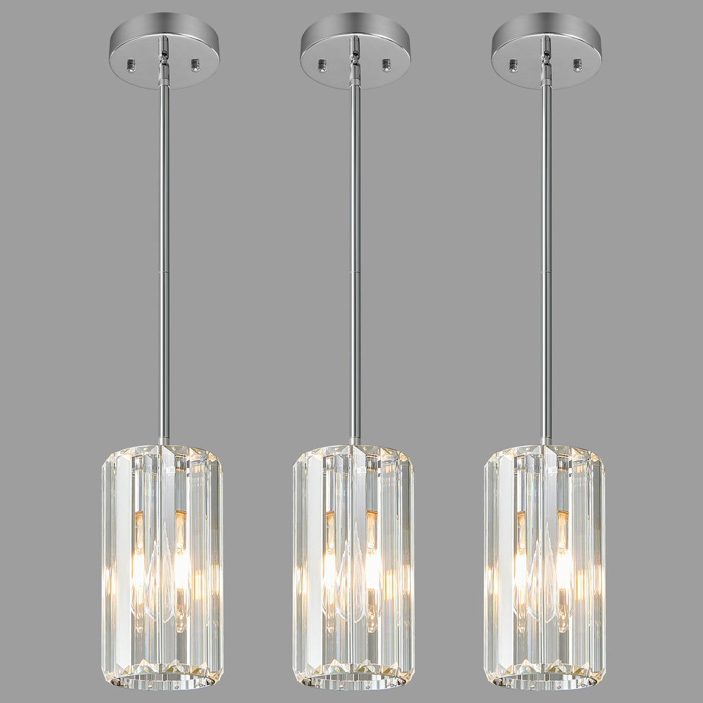 Minimalist Vertical Faceted Crystal Cylinder Pendant Light