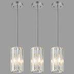 Minimalist Vertical Faceted Crystal Cylinder Pendant Light