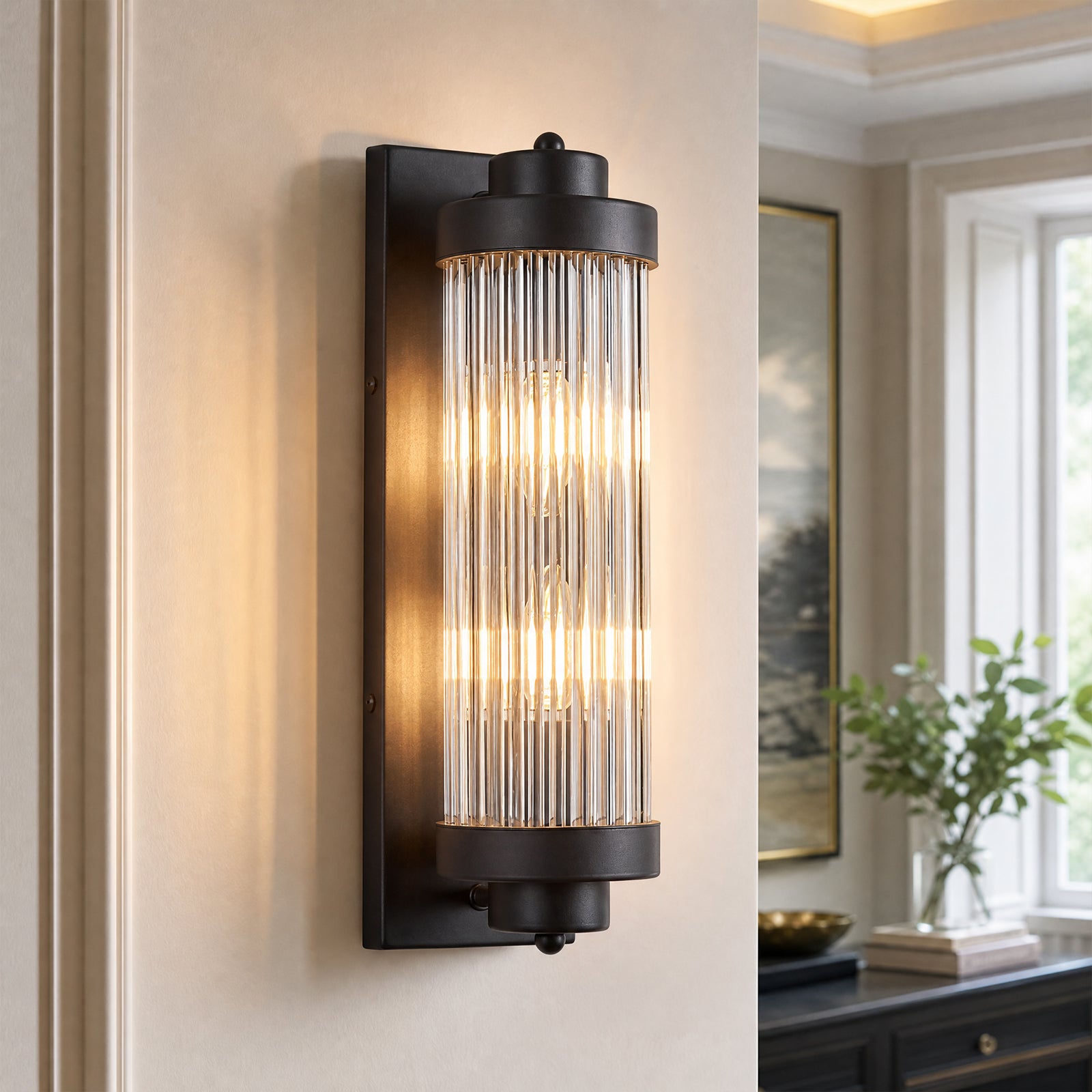 Modern Vertical Fluted Crystal LED Wall Sconce