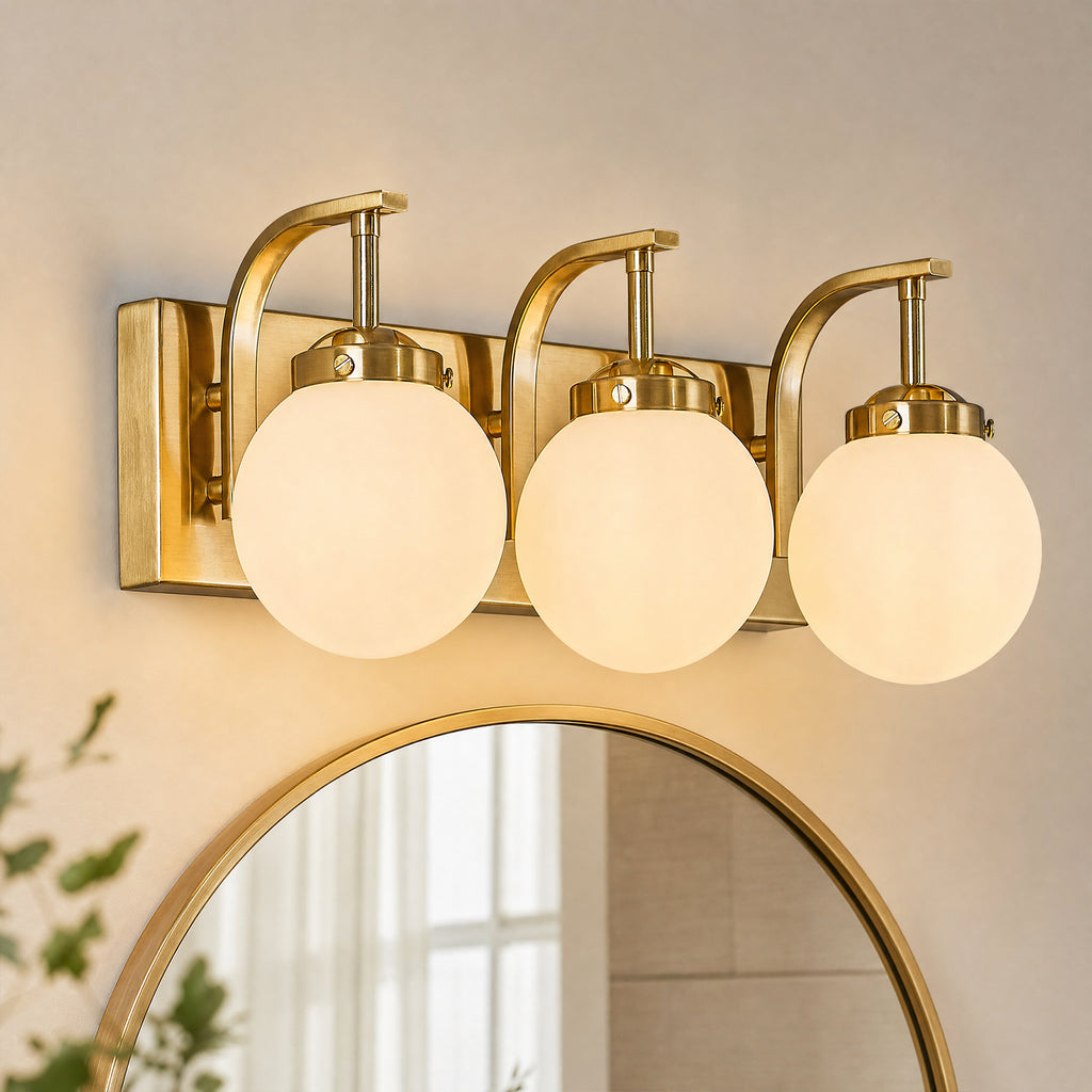 Modern Opal Globe Milky Glass Bathroom Vanity Light