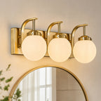 Modern Opal Globe Milky Glass Bathroom Vanity Light