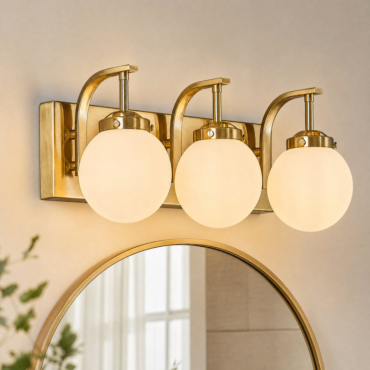 Modern Opal Globe Milky Glass Bathroom Vanity Light
