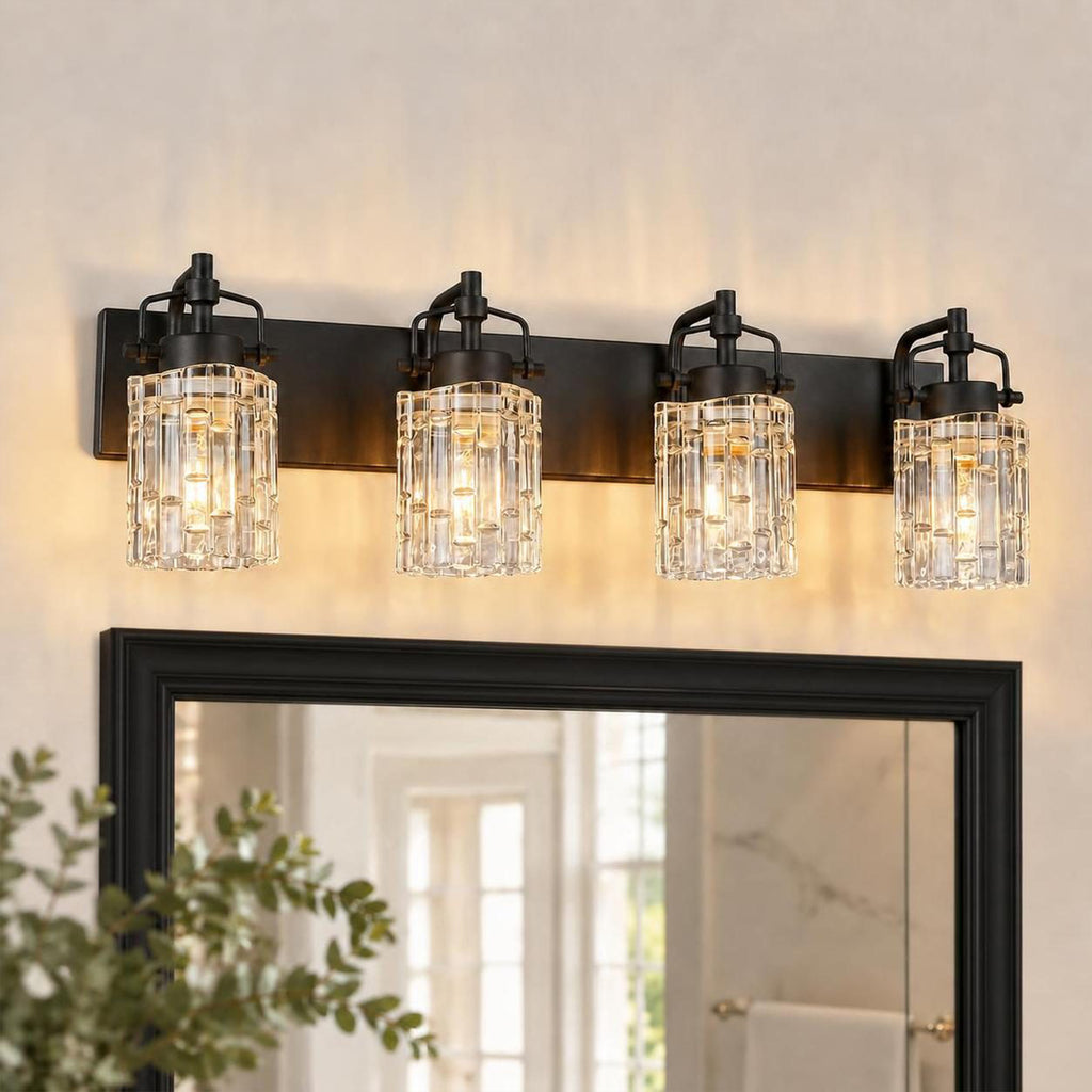 Contemporary Luxury Cylinder Fluted Crystal Glass Bathroom Vanity Light