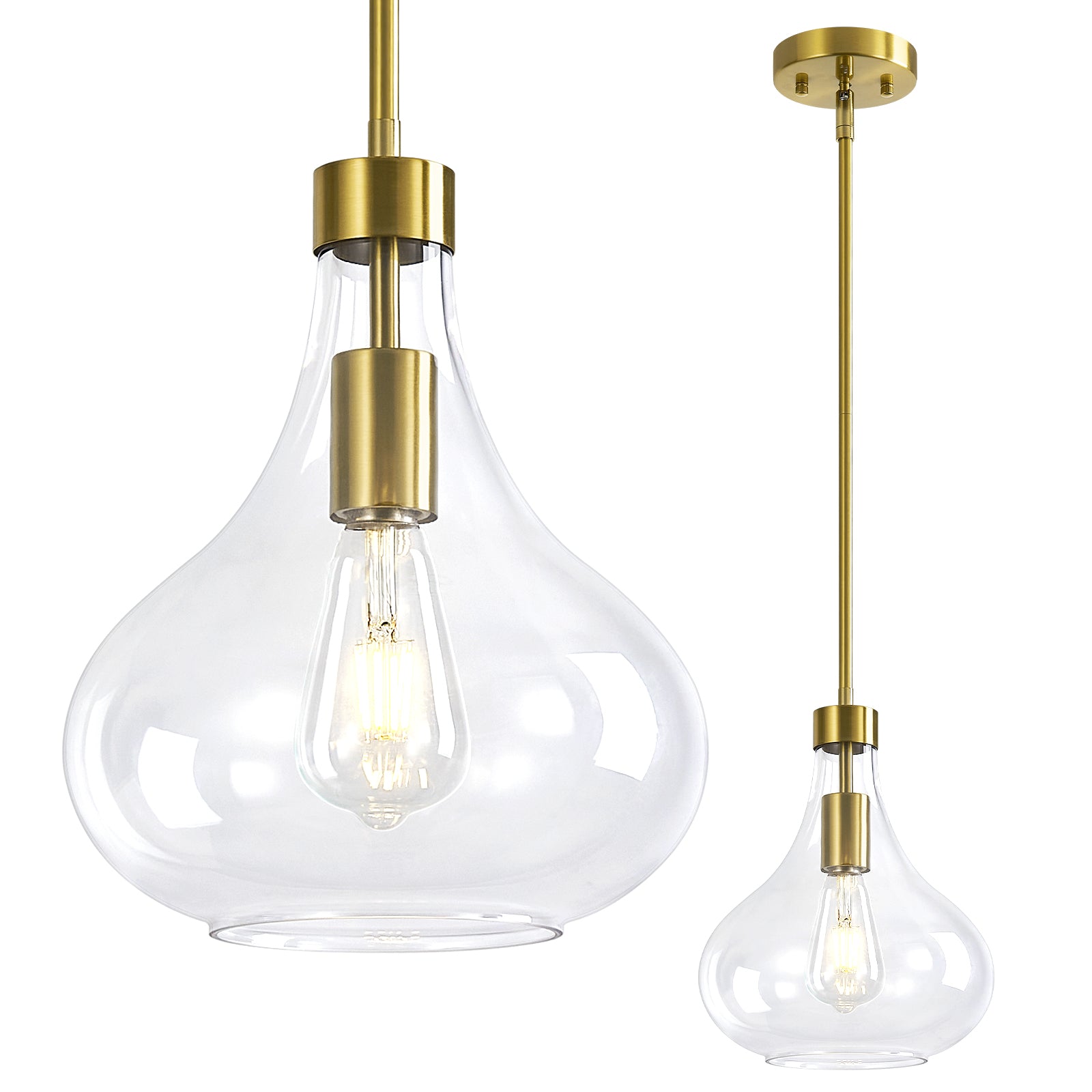 Modern Teardrop Shaped Glass Hanging Single Pendant Light