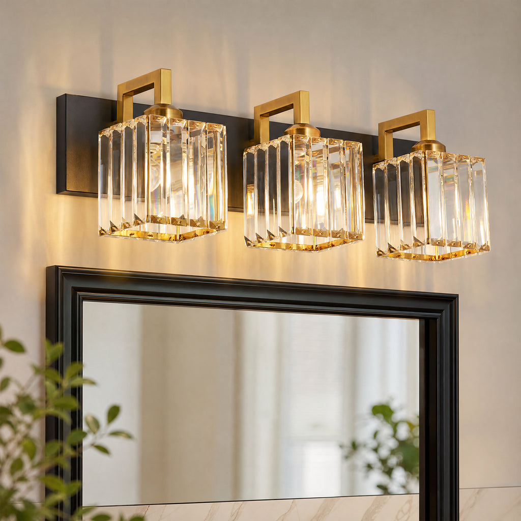 Modern Minimalist Vertical Rectangular Crystal Vanity Light