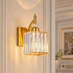 Transitional Luxury Square Prism Fluted Crystal Bathroom Vanity Light