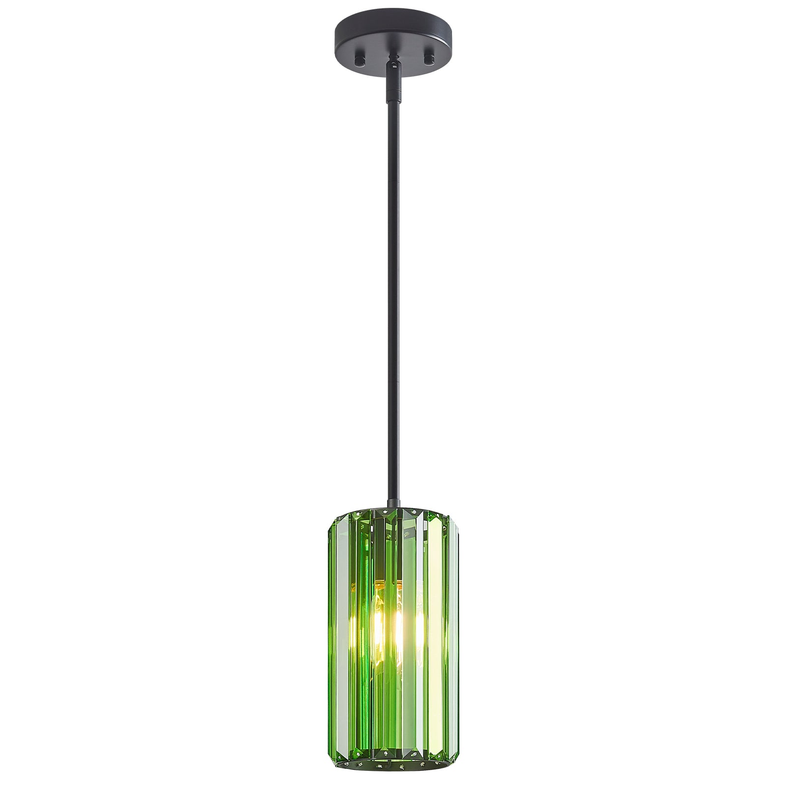 Minimalist Vertical Faceted Crystal Cylinder Pendant Light