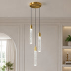 Modern Cylinder Bubble Linear Hanging Crystal LED Pendant Light