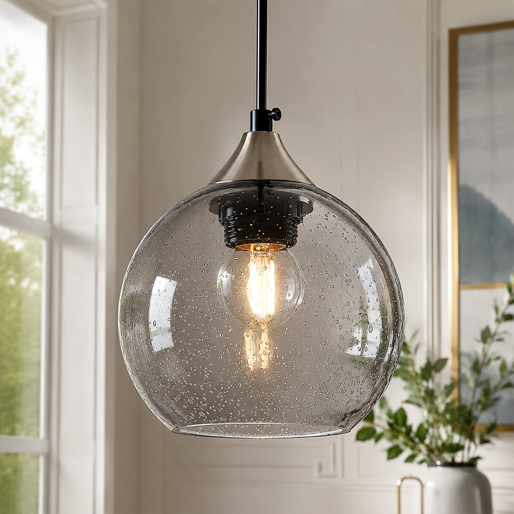 Adjustable Cord Single Hanging Modern Globe Glass Pendant Light