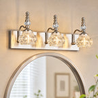 Vintage Embossed Textured Glass Curved Metal Arm Bathroom Vanity Light