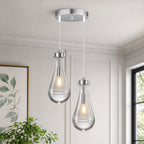 Raindrop Clear Solid Glass Adjustable Suspension Cord Pendant Light