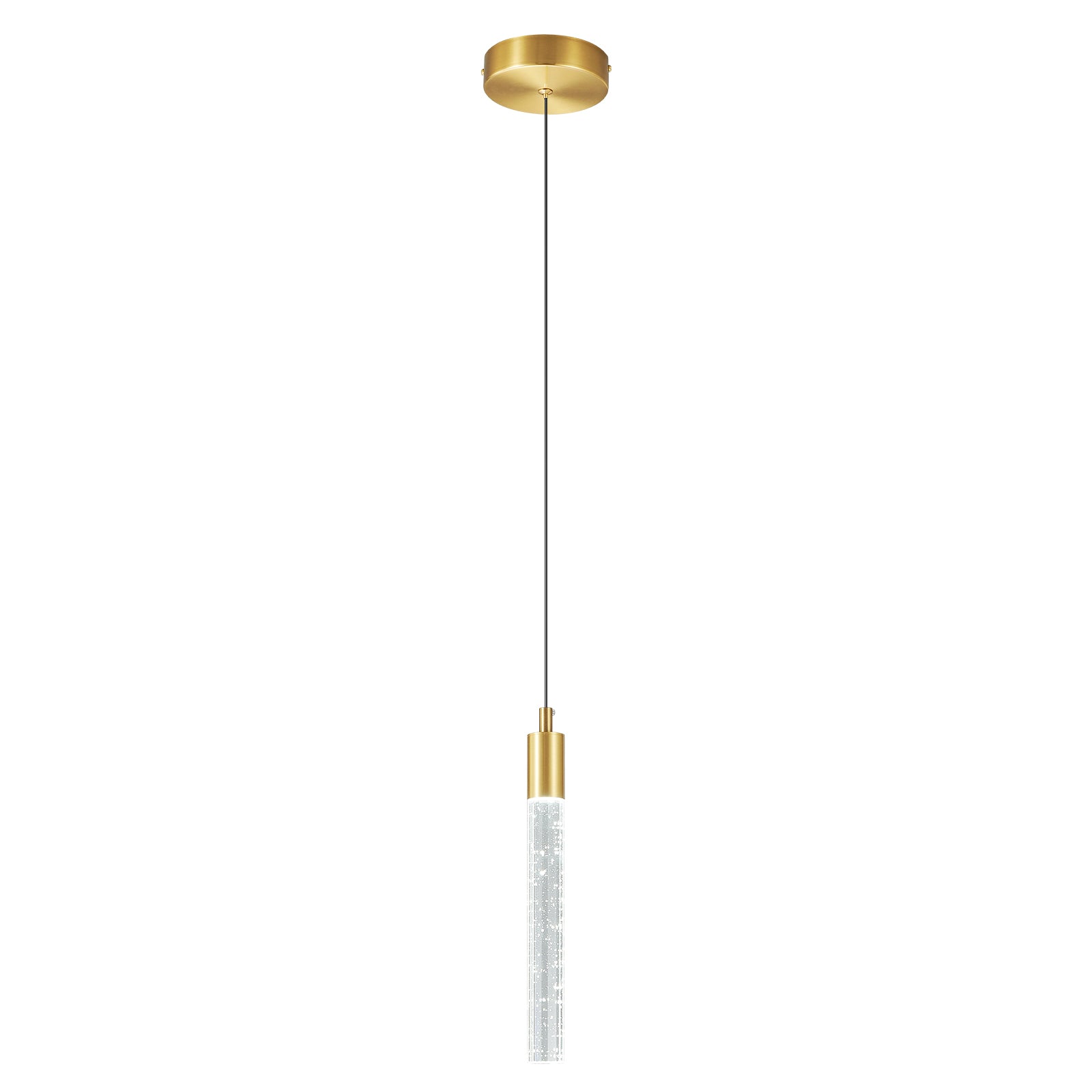 Modern Cylinder Bubble Linear Hanging Crystal LED Pendant Light