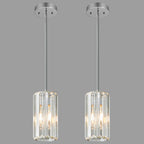 Minimalist Vertical Faceted Crystal Cylinder Pendant Light