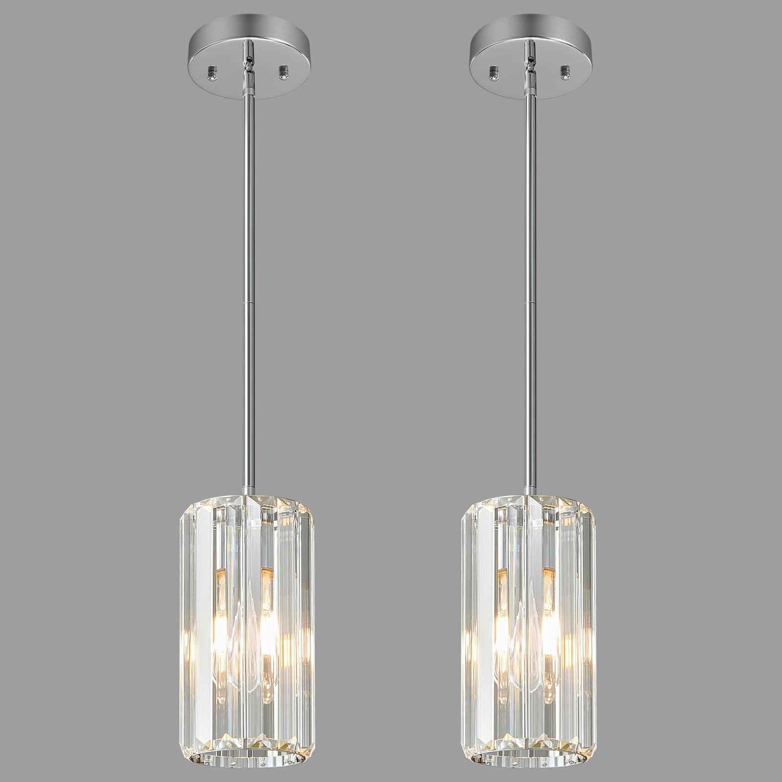 Minimalist Vertical Faceted Crystal Cylinder Pendant Light