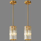 Minimalist Vertical Faceted Crystal Cylinder Pendant Light