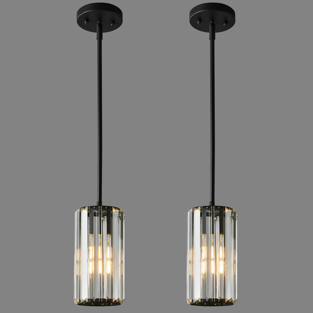 Minimalist Vertical Faceted Crystal Cylinder Pendant Light