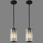 Minimalist Vertical Faceted Crystal Cylinder Pendant Light