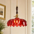 Retro Scalloped Petal Glass Hanging Pendant Light
