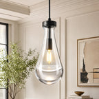 Raindrop Clear Solid Glass Adjustable Suspension Cord Pendant Light