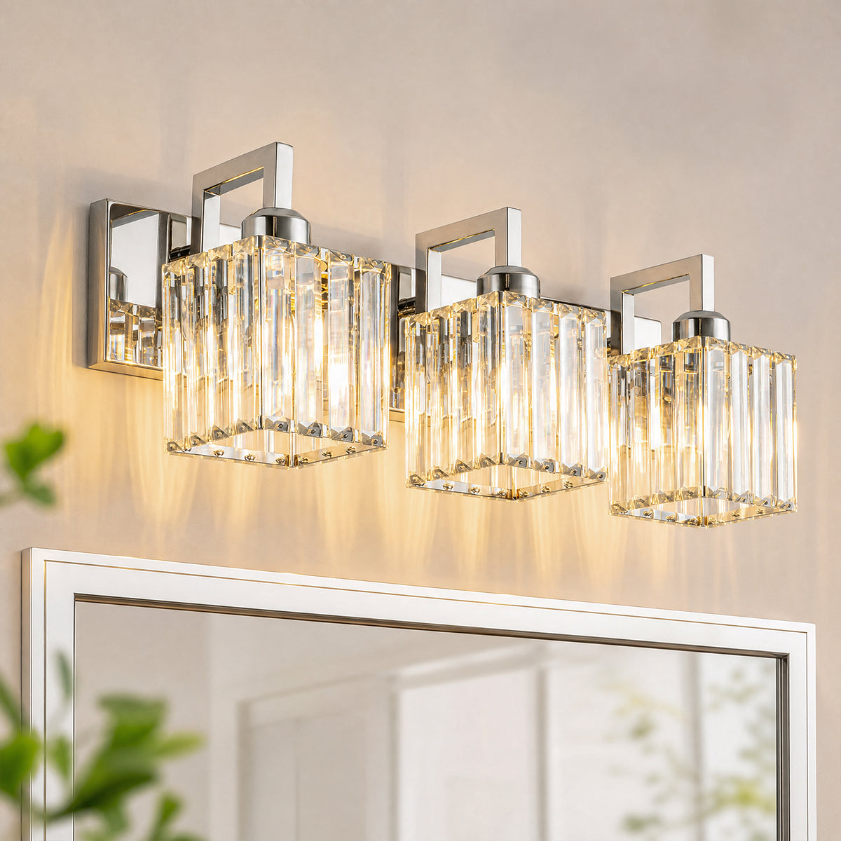 Modern Minimalist Vertical Rectangular Crystal Vanity Light