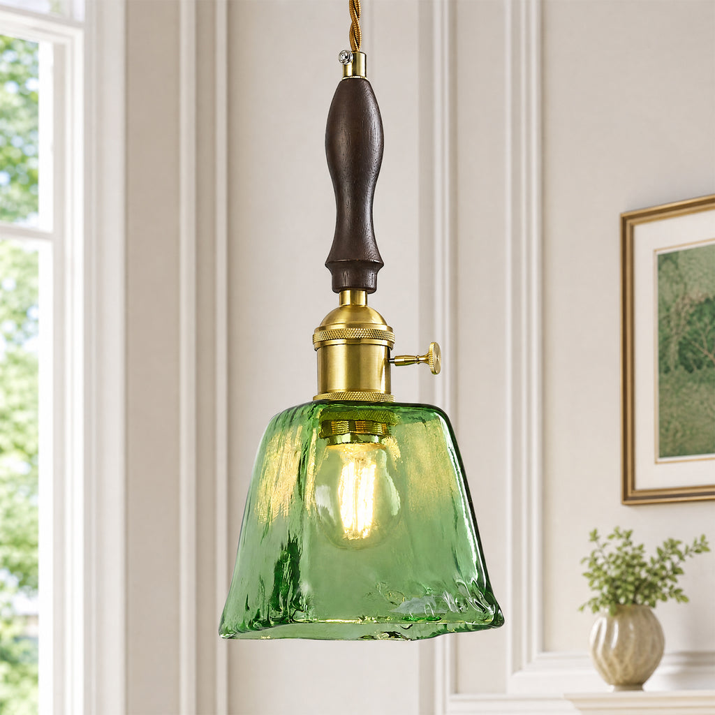 Farmhouse Vintage Textured Glass Hanging Pendant Light