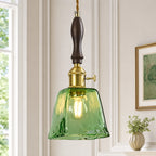 Farmhouse Vintage Textured Glass Hanging Pendant Light