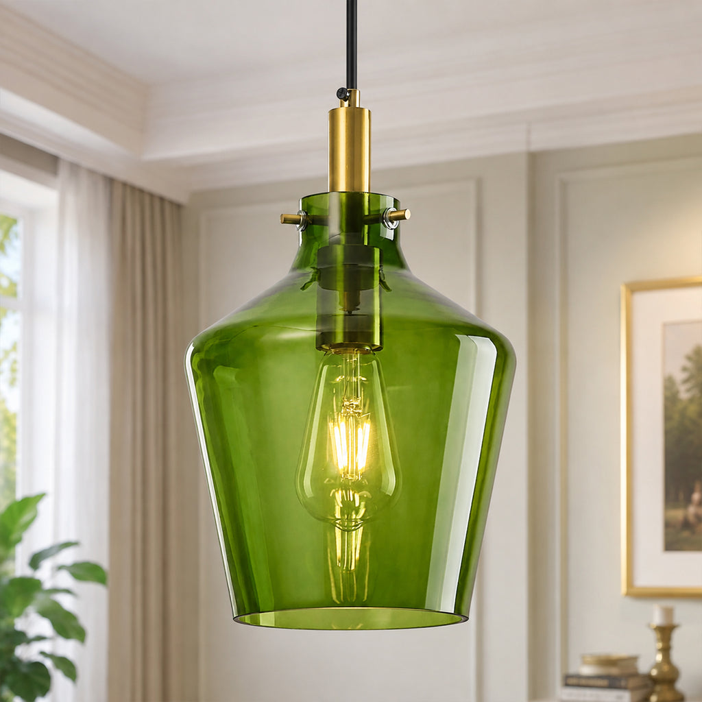 Contemporary Farmhouse Bottle Glass Hanging Pendant Light