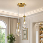 Raindrop Clear Solid Glass Adjustable Suspension Cord Pendant Light