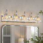 Vintage Clear Flower Glass Shade  Bathroom Vanity