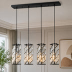 Luxury Frame Rectangular Crystal Linear Pendant Light