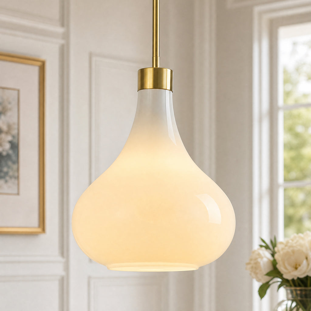 Modern Teardrop Shaped Glass Hanging Single Pendant Light